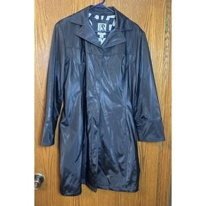 CS Signature Women's Vegan Leather Black Jacket‎ Button Up Lined Size Large